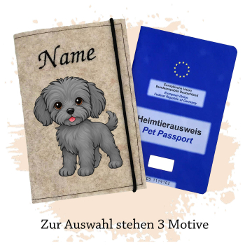 Impfpasshülle für die Hunderasse Bolonka Zwetna grau